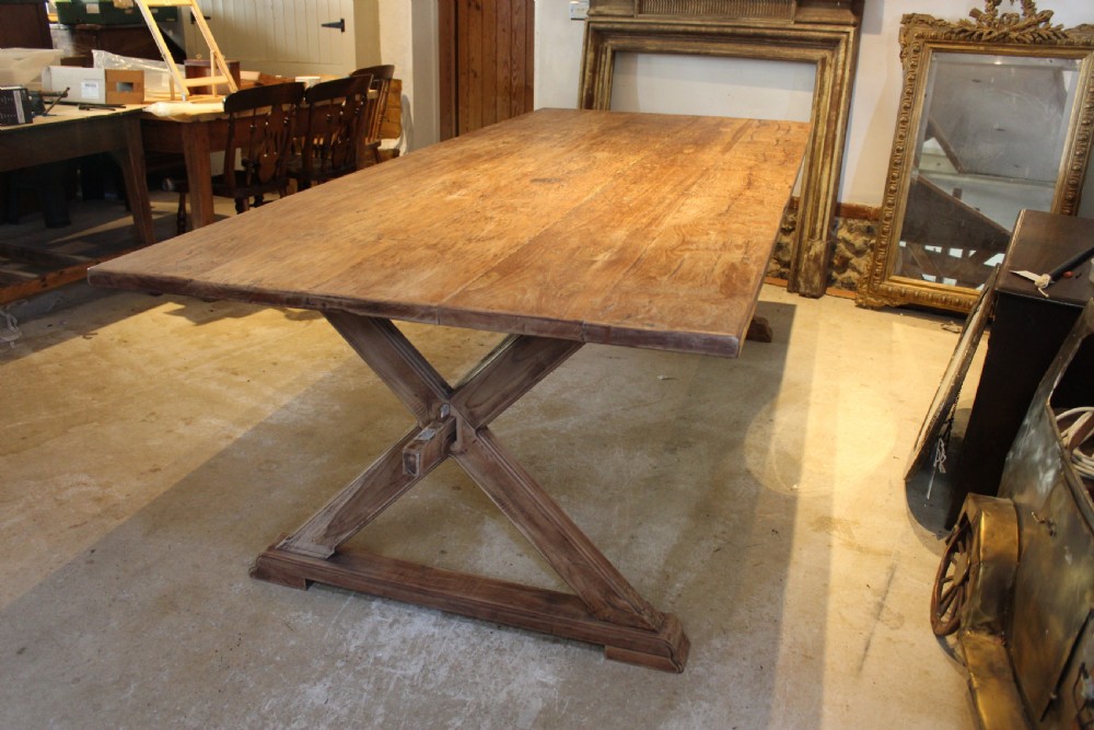 Table refectory dining farmhouse rare teak seats 10 c1930 View XI