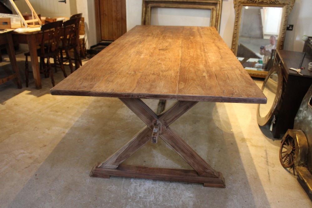 Table refectory dining farmhouse rare teak seats 10 c1930 View XIII