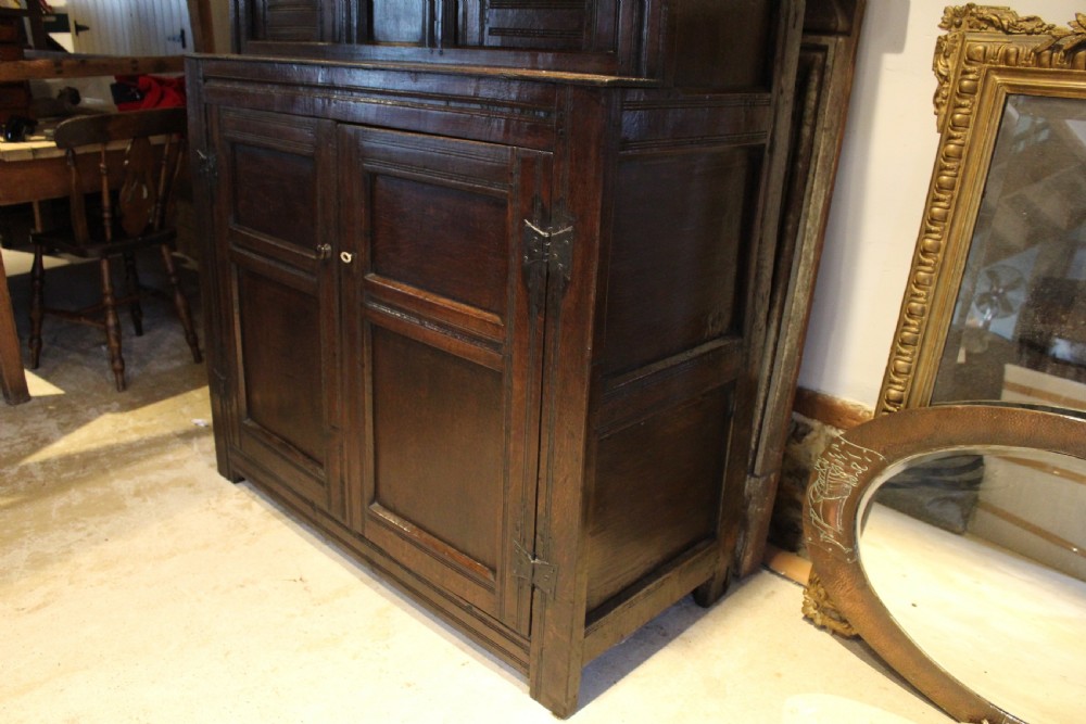 Court cupboard rare Charles I Oak small dated 1633 View III