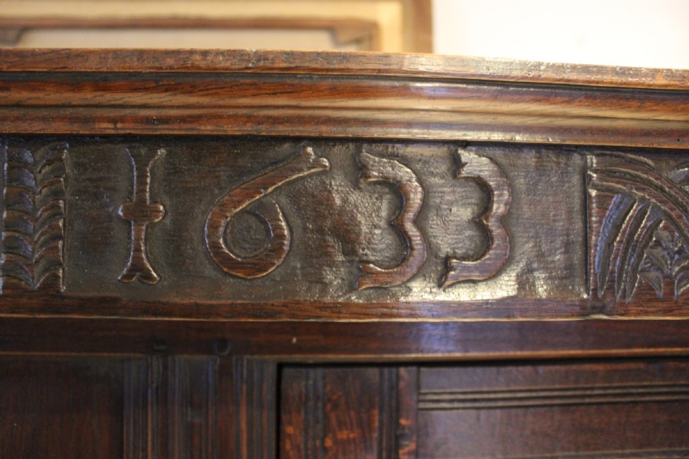Court cupboard rare Charles I Oak small dated 1633 View VI