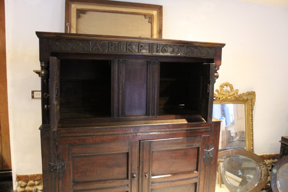 Court cupboard rare Charles I Oak small dated 1633 View XII
