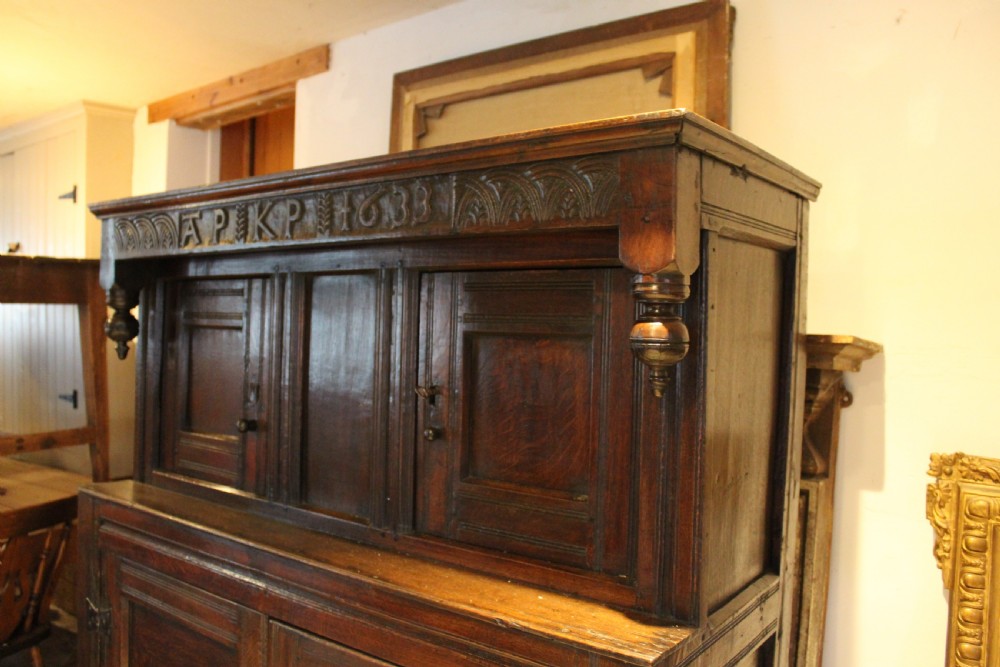 Court cupboard rare Charles I Oak small dated 1633 View XVII