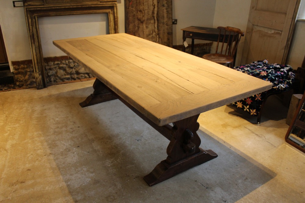 Table refectory French Monastic scrub top Oak farmhouse c1920