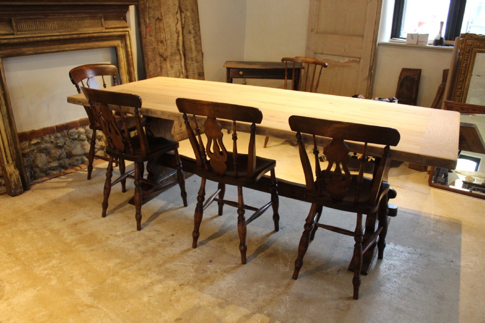 Table refectory French Monastic scrub top Oak farmhouse c1920 View IV