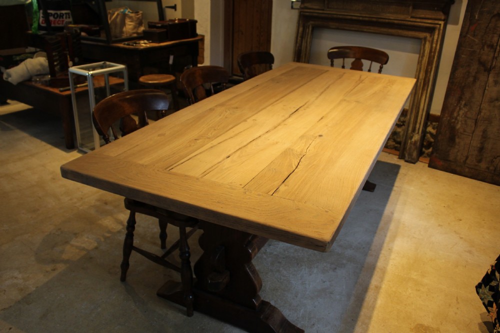 Table refectory French Monastic scrub top Oak farmhouse c1920 View IX