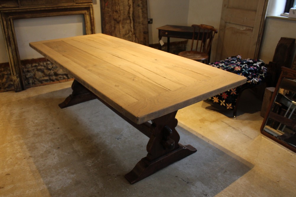 Table refectory French Monastic scrub top Oak farmhouse c1920 View X