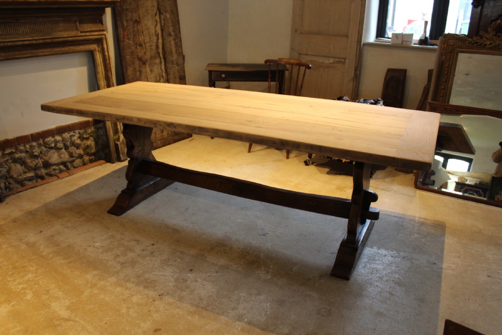 Table refectory French Monastic scrub top Oak farmhouse c1920 View XII