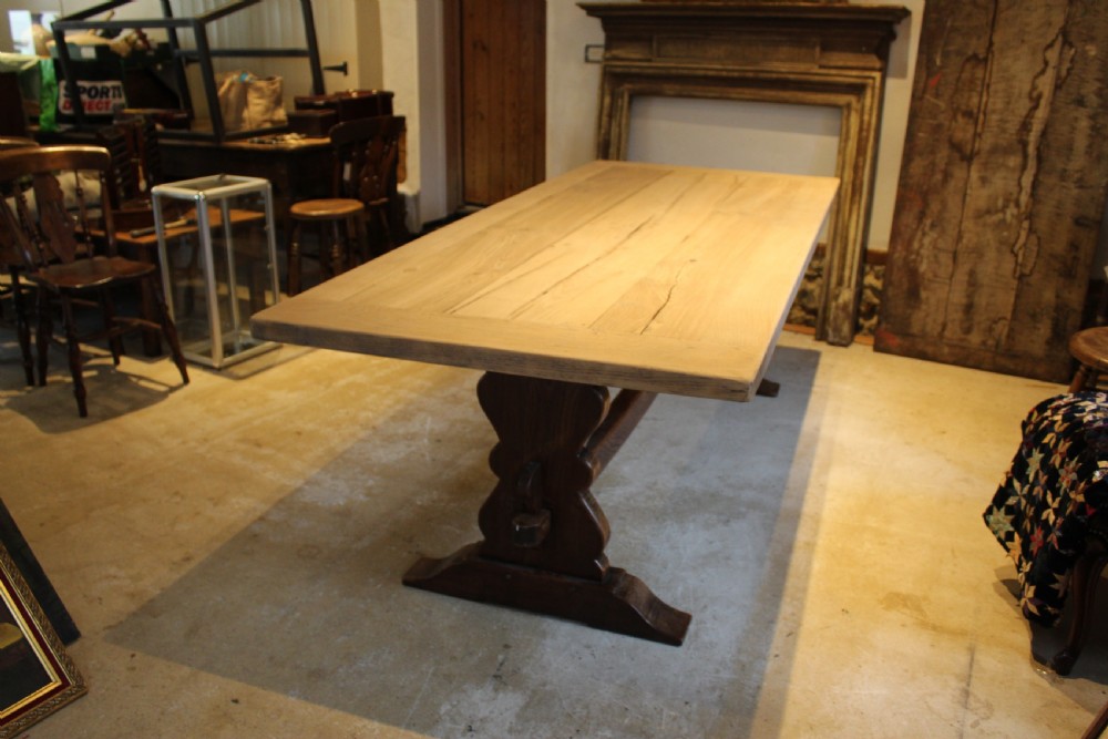 Table refectory French Monastic scrub top Oak farmhouse c1920 View XIII