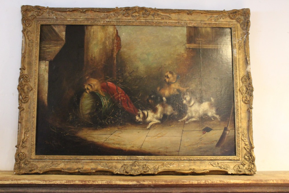 Frank Wormald Cassell 1862-1908 Oil on canvas terriers c1890 View VI