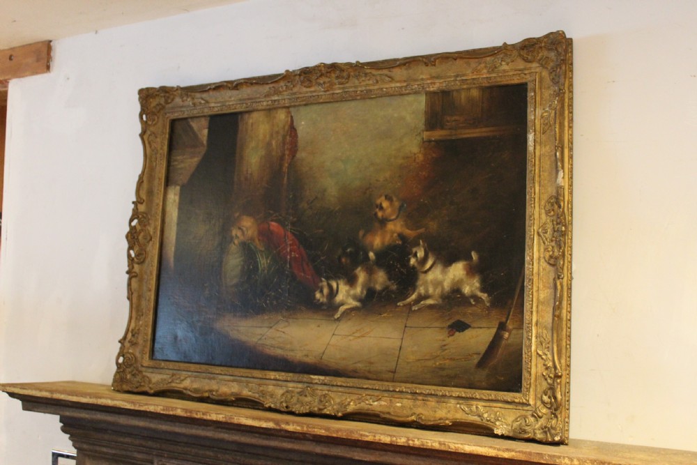 Frank Wormald Cassell 1862-1908 Oil on canvas terriers c1890 View VIII