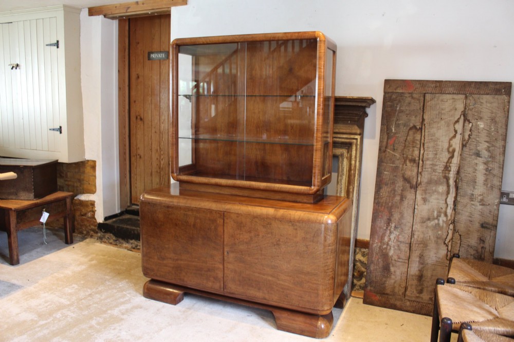 Display Stunning Art Deco Walnut cabinet Manner of Epstein c1930