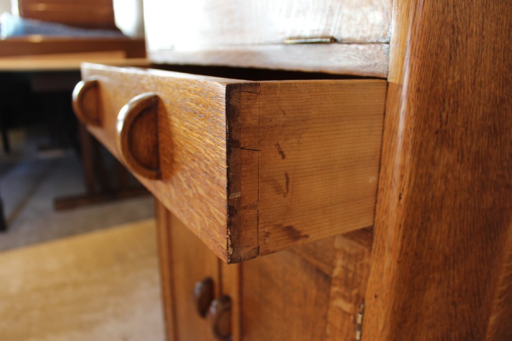 Heals Arts and Crafts Oak tallboy cupboard c1920 View V