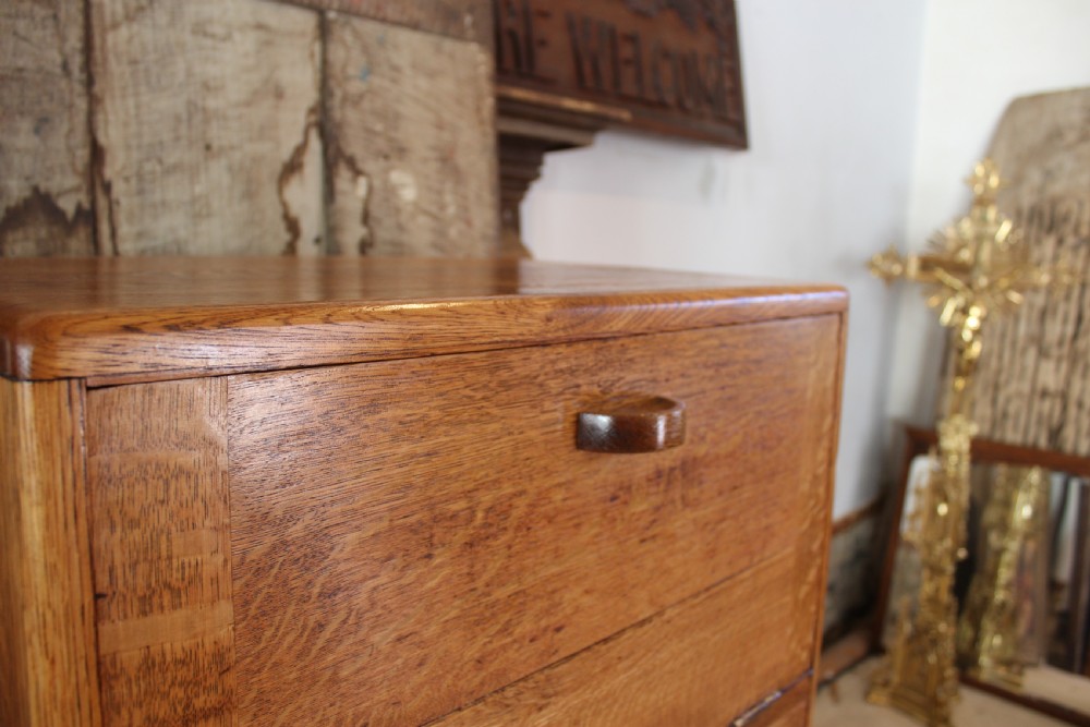 Heals Arts and Crafts Oak tallboy cupboard c1920 View X