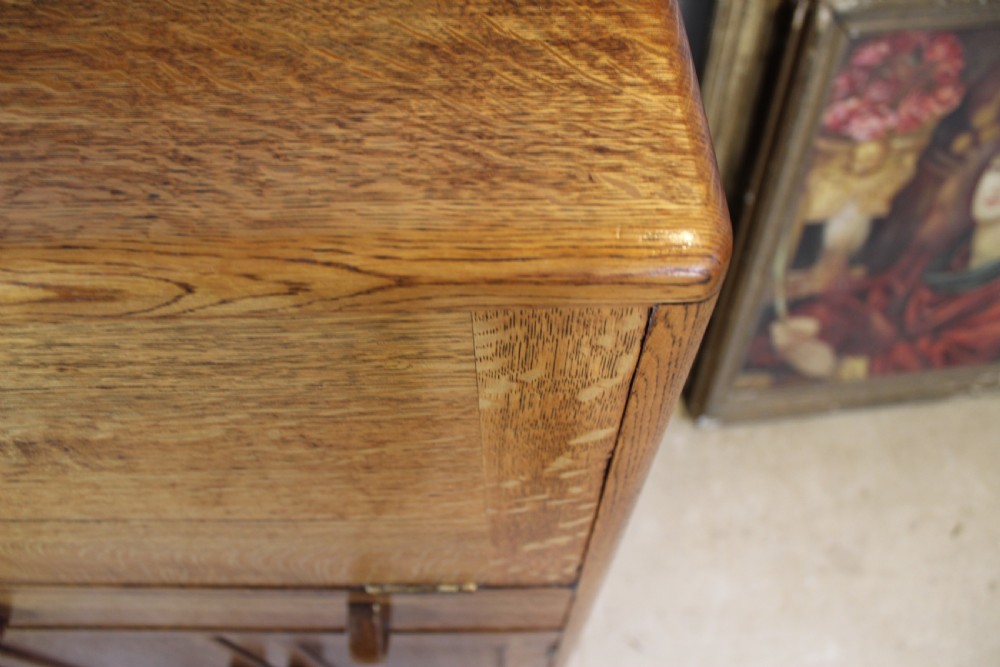 Heals Arts and Crafts Oak tallboy cupboard c1920 View XIV
