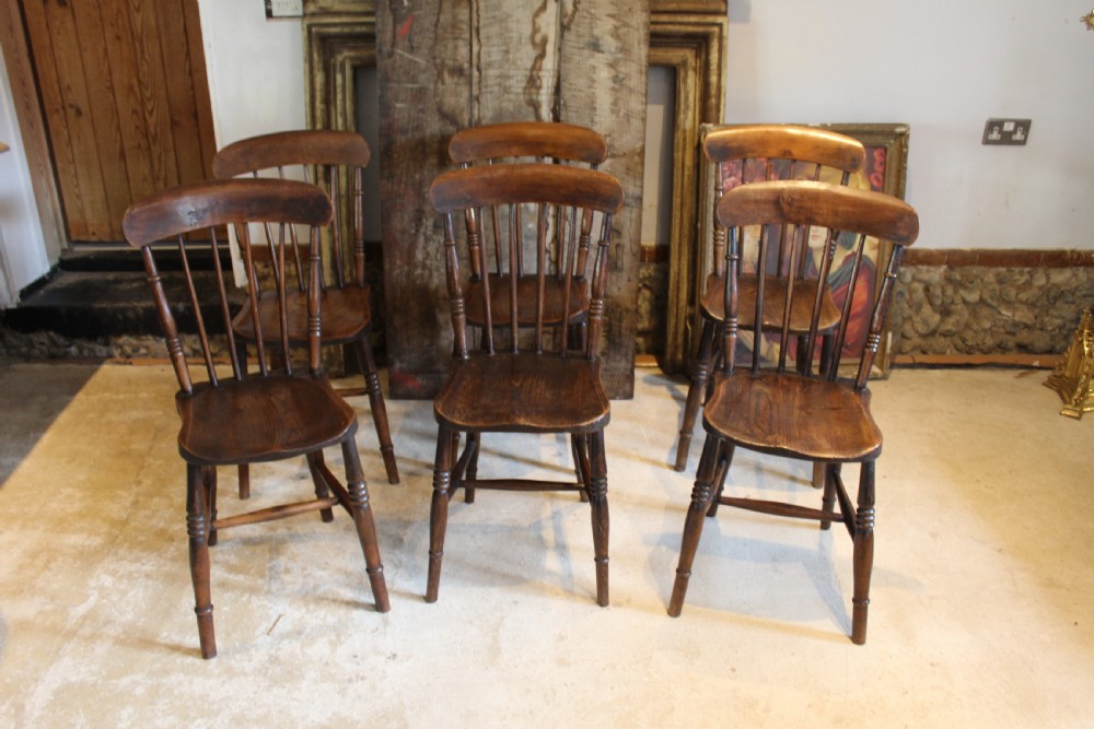 Chairs true set of six Victorian Windsor dining c1870