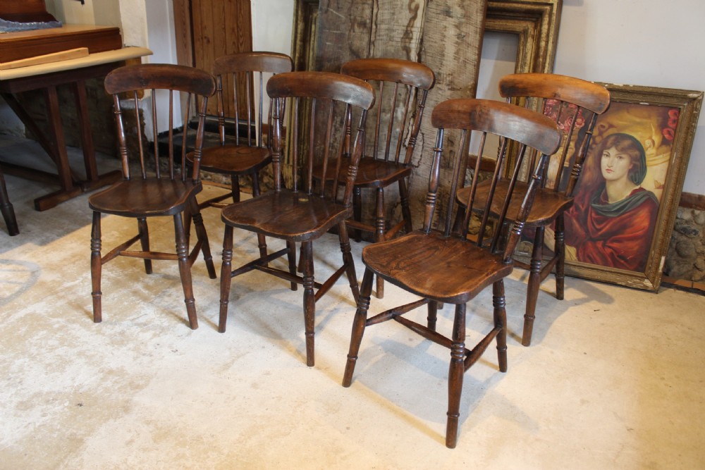 Chairs true set of six Victorian Windsor dining c1870 View II