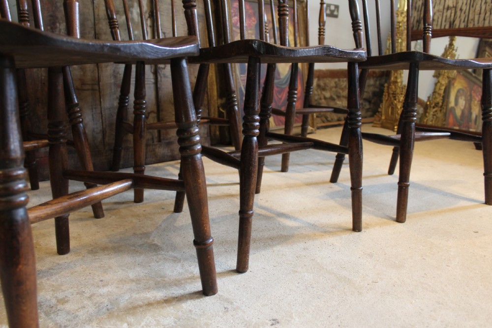 Chairs true set of six Victorian Windsor dining c1870 View III