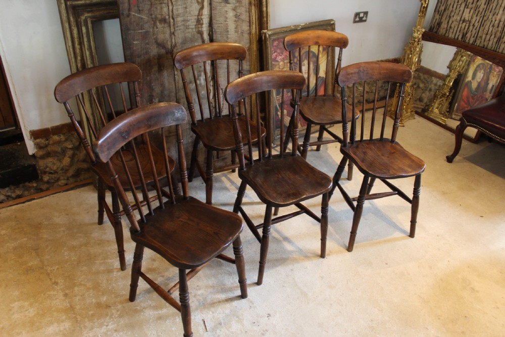 Chairs true set of six Victorian Windsor dining c1870 View VIII