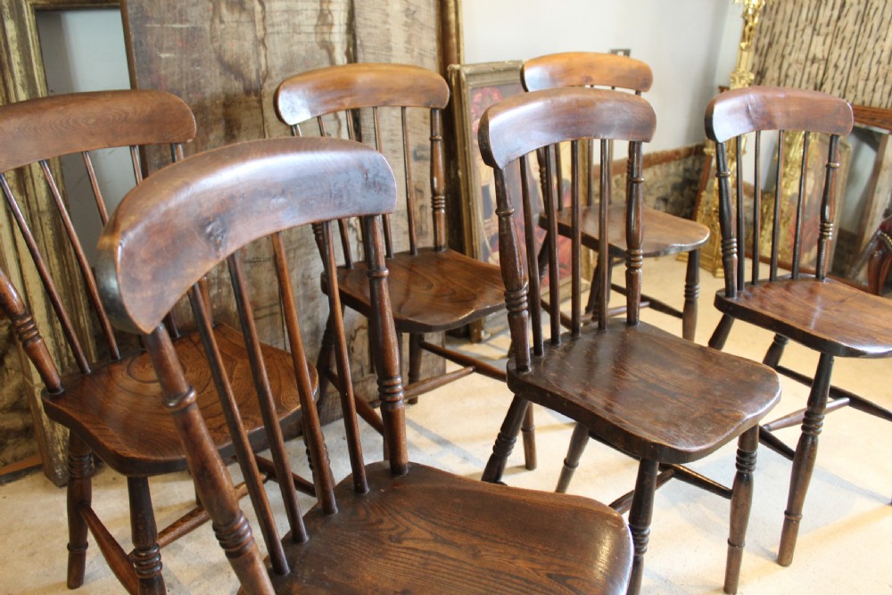 Chairs true set of six Victorian Windsor dining c1870 View X