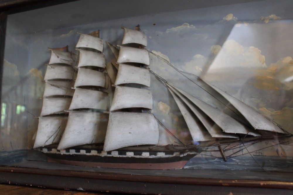 Rare large 19th century ship folk art diorama carved wood c1850 View II
