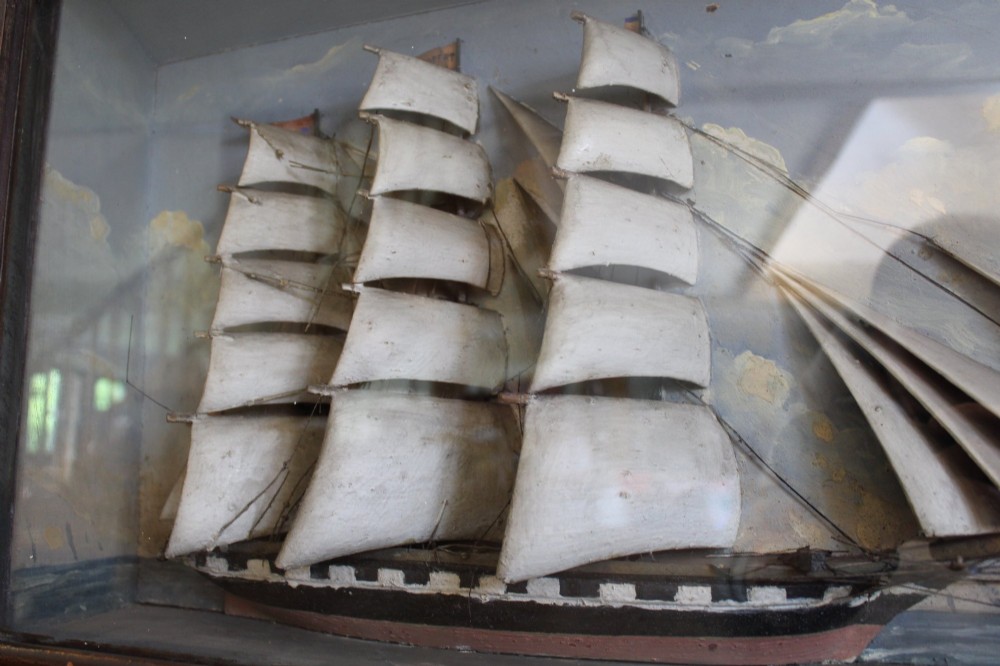Rare large 19th century ship folk art diorama carved wood c1850 View VIII