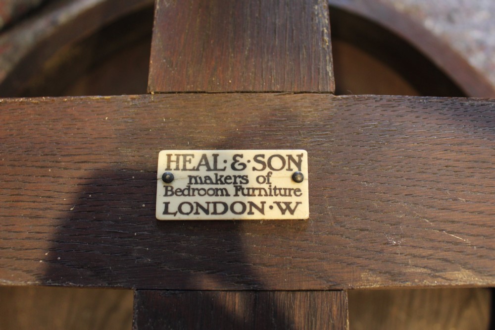 Tables rare pair Oak Heal & Son side lamp hall c1920 View II