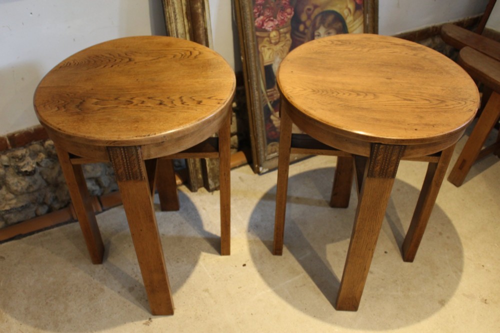 Tables rare pair Oak Heal & Son side lamp hall c1920 View III