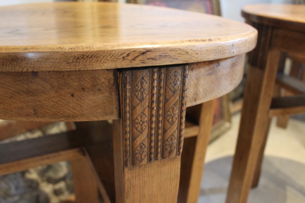 Tables rare pair Oak Heal & Son side lamp hall c1920 View V