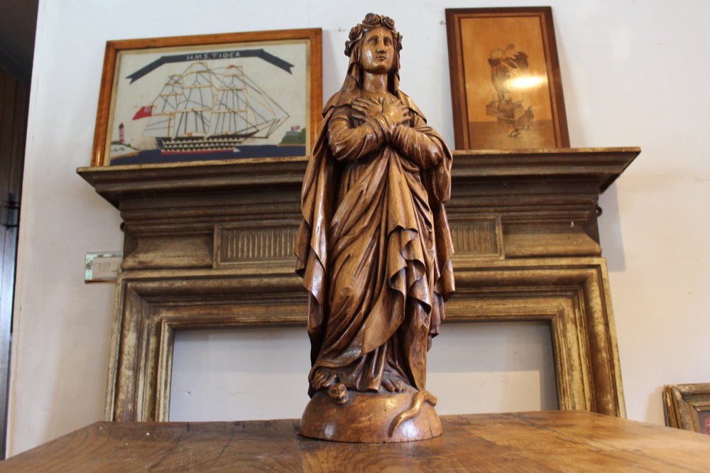 Finely Carved large Figure of Mary Magdalene Walnut c1800