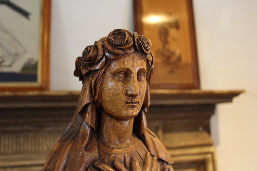 Finely Carved large Figure of Mary Magdalene Walnut c1800 View II