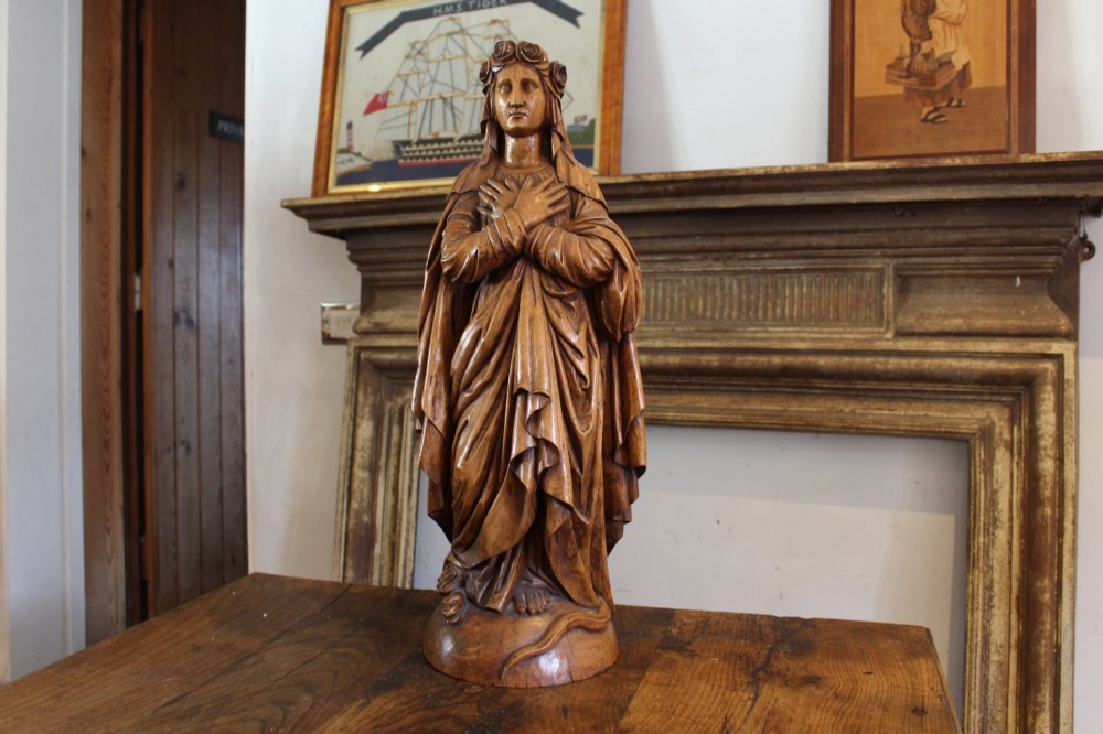 Finely Carved large Figure of Mary Magdalene Walnut c1800 View VIII