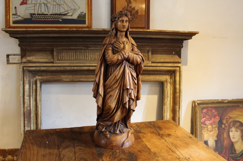 Finely Carved large Figure of Mary Magdalene Walnut c1800 View X