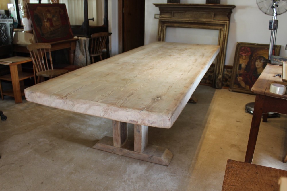 Table Large 12 Seater Industrial Origin Refectory Farmhouse Dining Table c1910