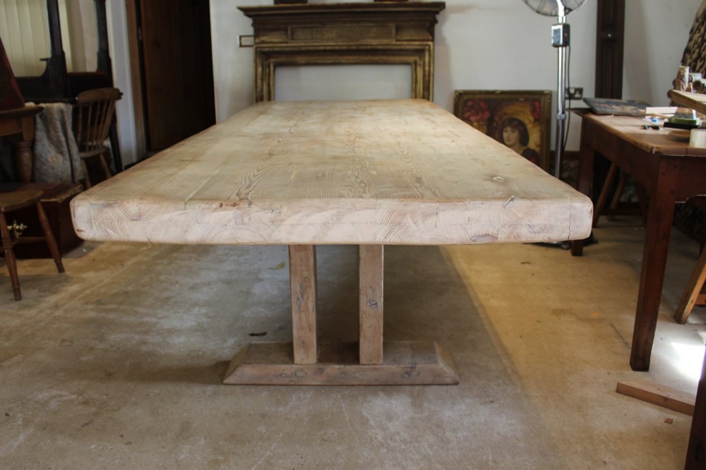 Table Large 12 Seater Industrial Origin Refectory Farmhouse Dining Table c1910 View VI