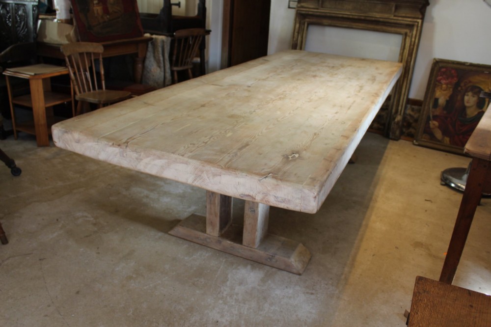 Table Large 12 Seater Industrial Origin Refectory Farmhouse Dining Table c1910 View VIII