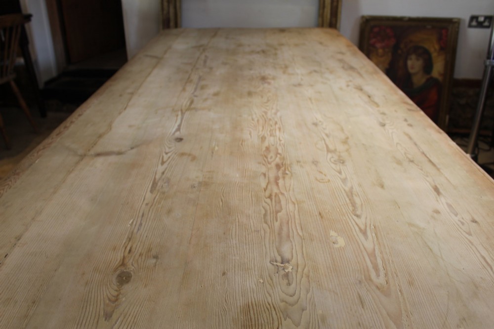 Table Large 12 Seater Industrial Origin Refectory Farmhouse Dining Table c1910 View X