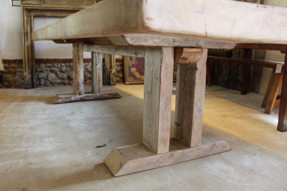 Table Large 12 Seater Industrial Origin Refectory Farmhouse Dining Table c1910 View XI
