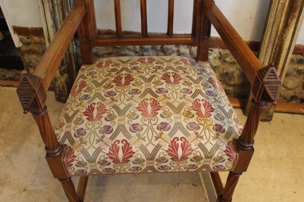 Chair Arts and Crafts solid Walnut Gothic armchair c1870 View VI