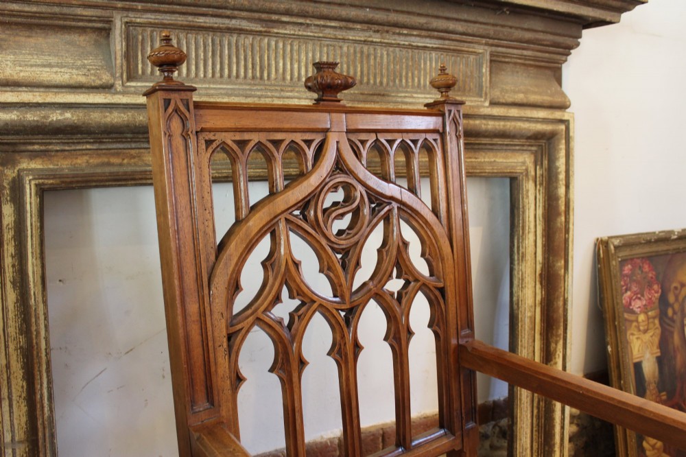 Chair Arts and Crafts solid Walnut Gothic armchair c1870 View VIII