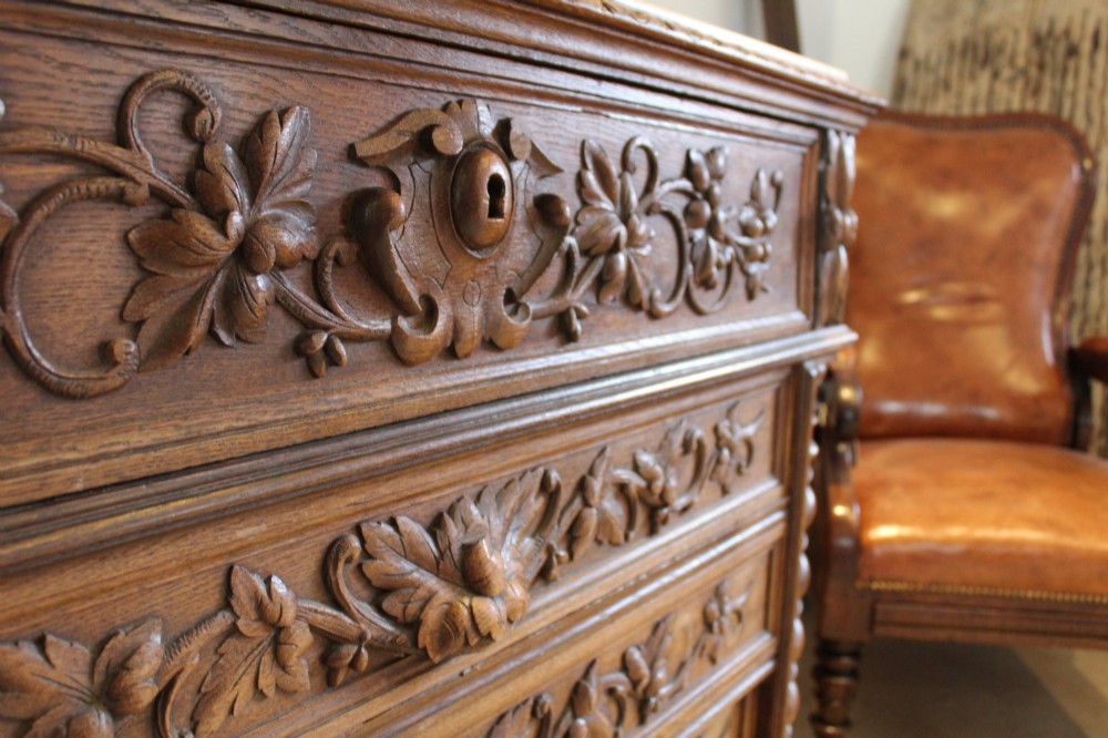 Chest of Drawers Fine Victorian Period French Carved Oak c1880 View II