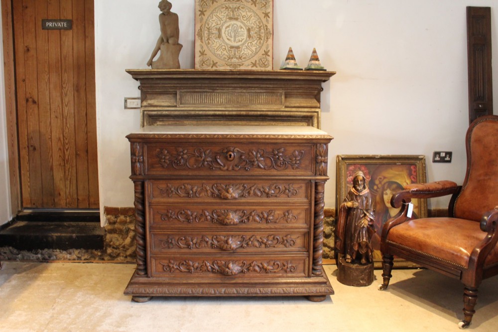 Chest of Drawers Fine Victorian Period French Carved Oak c1880 View IV