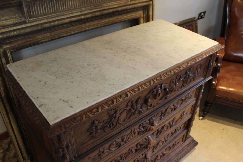 Chest of Drawers Fine Victorian Period French Carved Oak c1880 View VII
