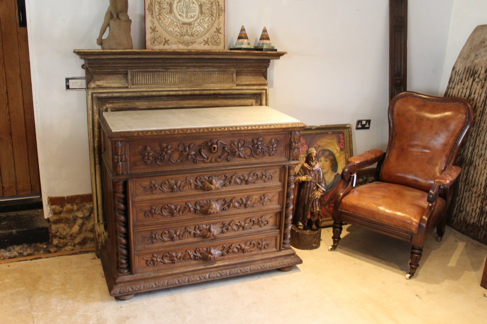 Chest of Drawers Fine Victorian Period French Carved Oak c1880 View IX