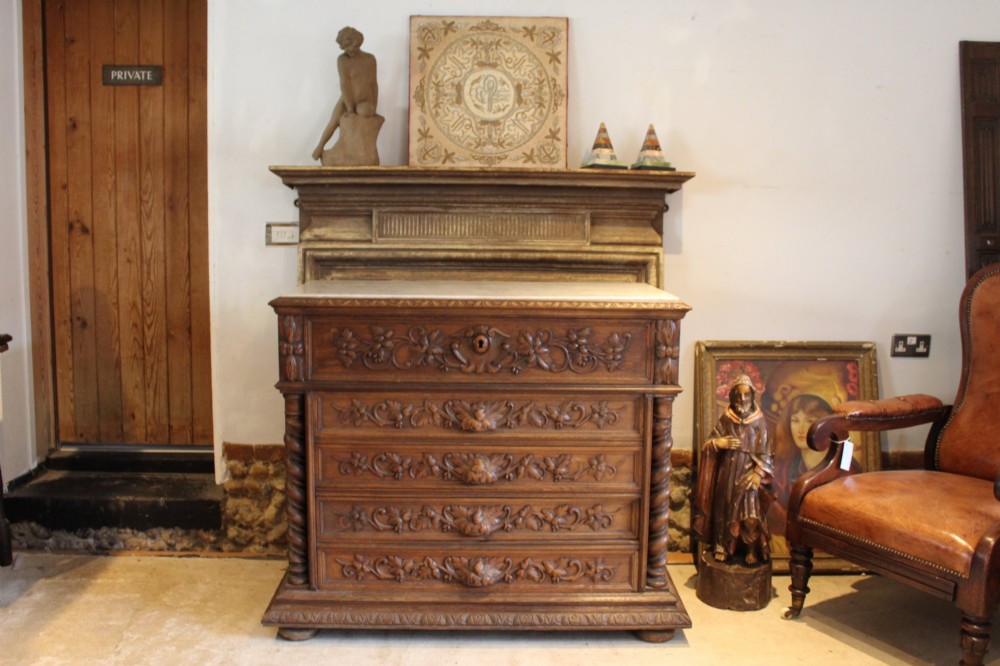 Chest of Drawers Fine Victorian Period French Carved Oak c1880 View XII