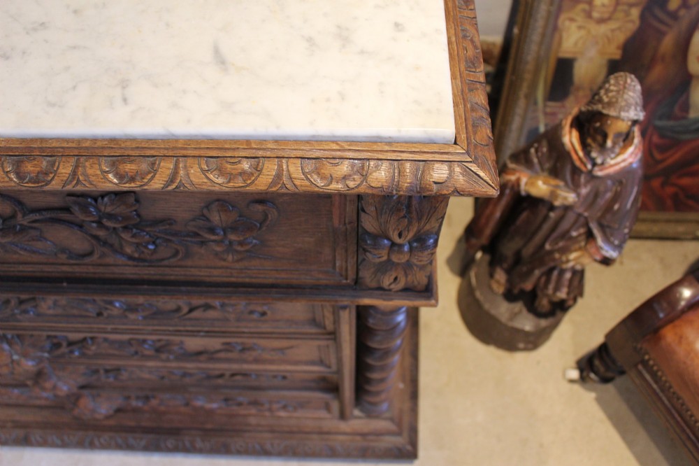 Chest of Drawers Fine Victorian Period French Carved Oak c1880 View XIII