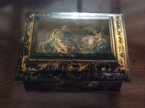 Fine Papier Mache Ladies Sewing Box