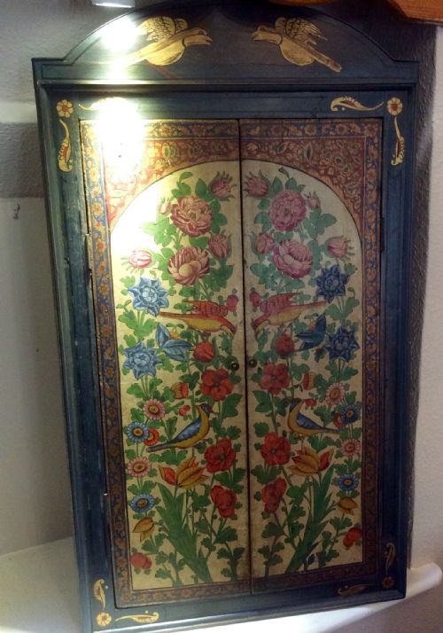 Arts & Crafts Hand-painted Corner Cupboard