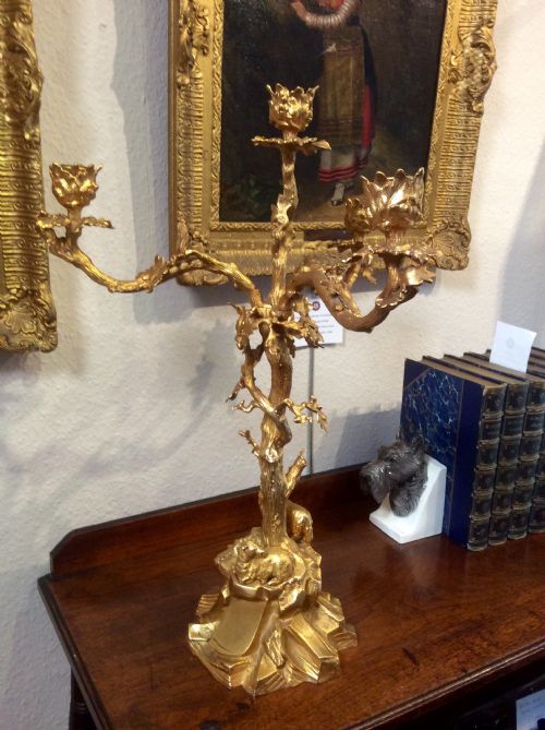 Large Gilt Candelabra of Naturalistic Form