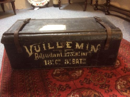 French Leather  Military Trunk