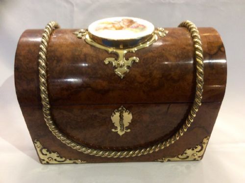 Victorian Walnut Stationery Box with Porcelain Mount